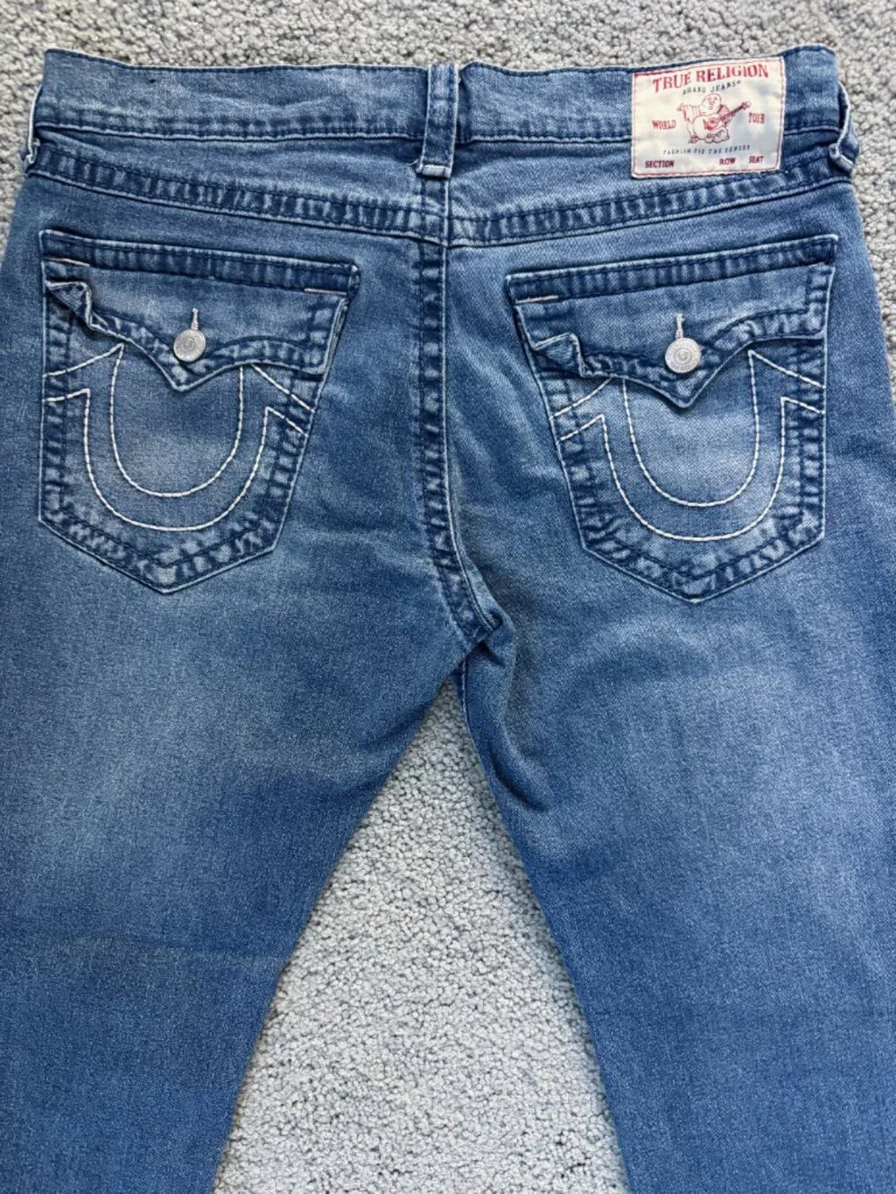 True Religion Geno Big T Flap Slim Jeans Men's Size 34x32-Med. Wash Excellent UC
